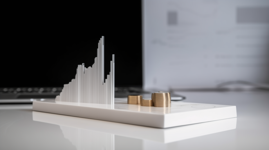 График и монеты на фоне компьютера